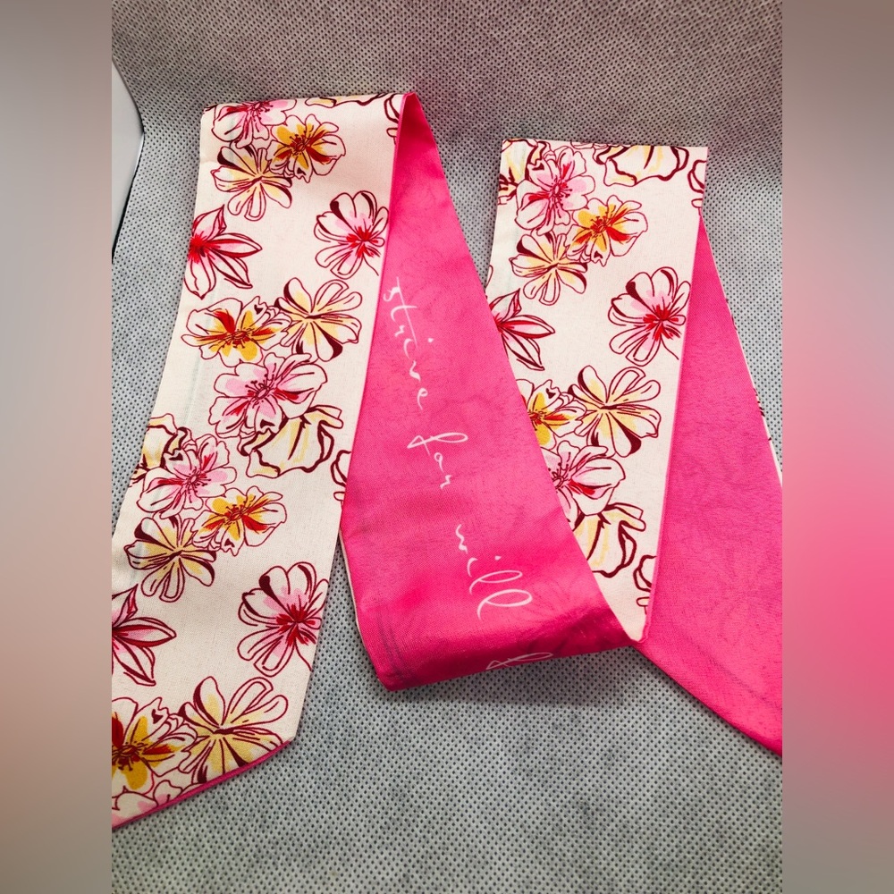 Pink Floral Women's Scarf Ribbon - Vibrant Pink Floral Print